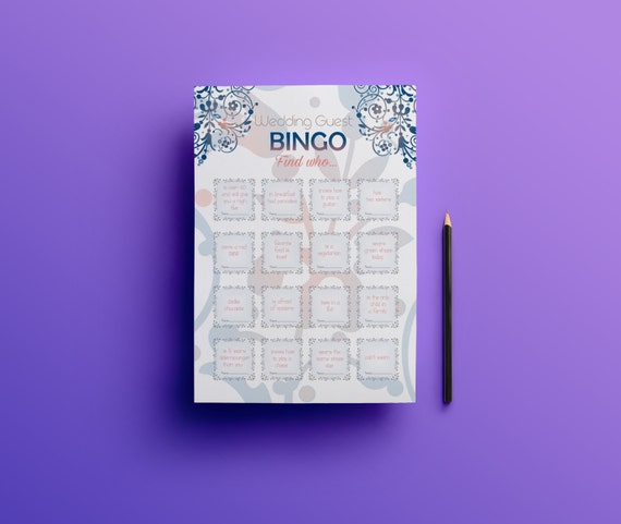 Printable wedding bingo wedding guest games reception games