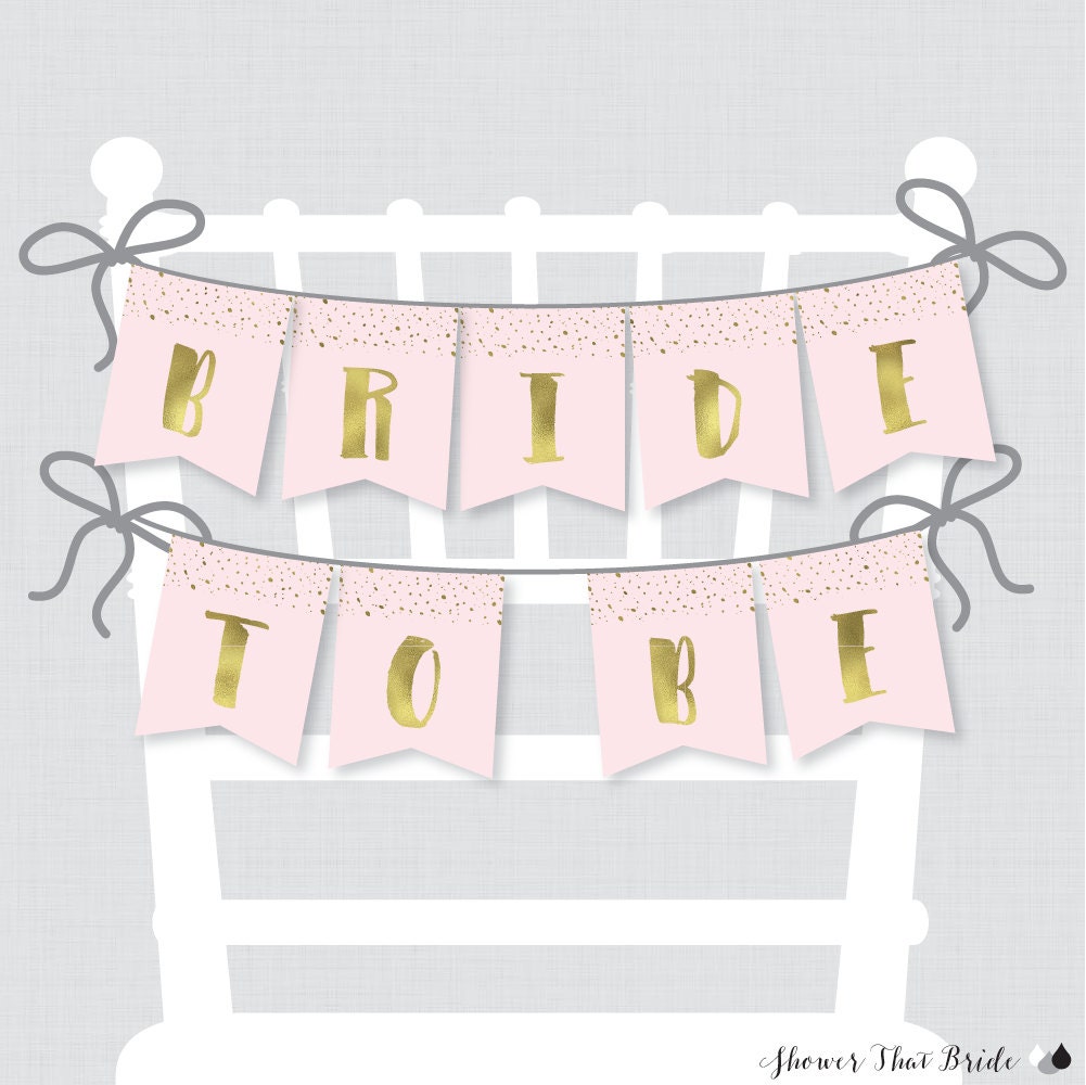 Printable Bridal Shower Chair Banner Pink And Gold