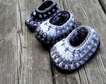 Slippers hook, child slippers, slippers Galilee, size baby, child, black, white and grey, size, lightweight slippers