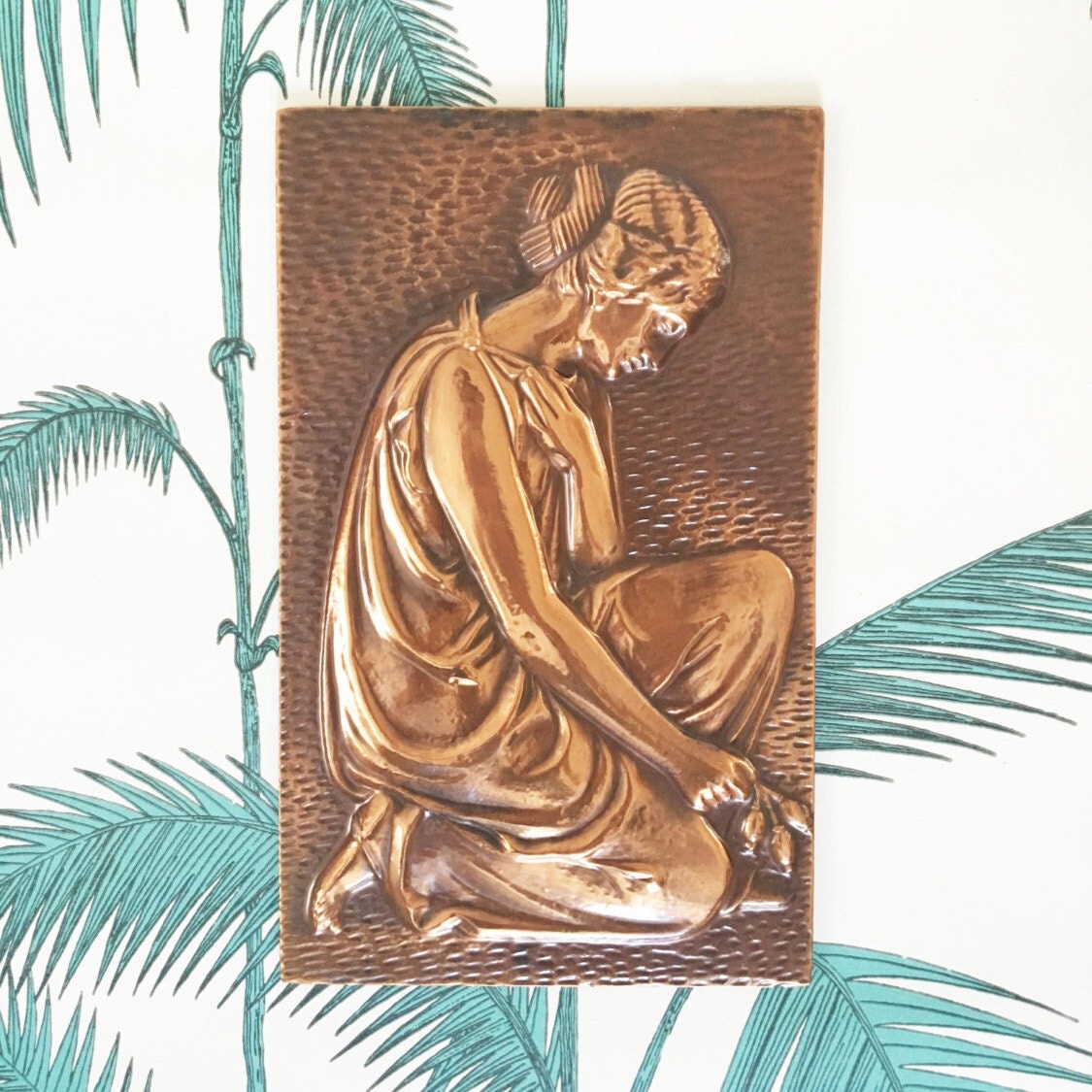 Copper Wall Plaque. Antique Copper Wall Art. Vintage Wall