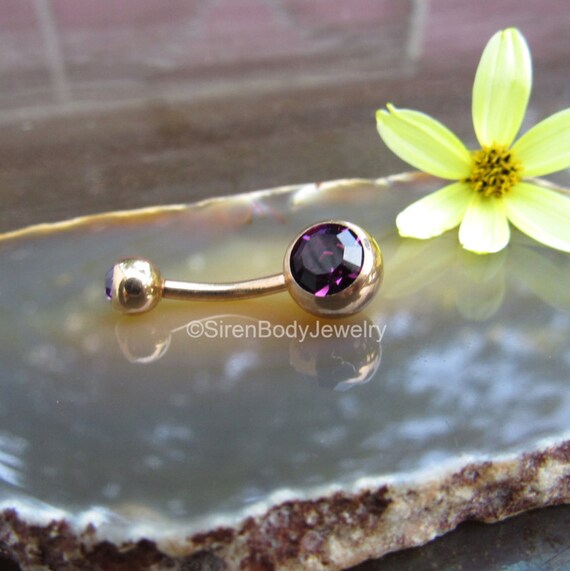 Rose gold belly button rings VCH jewelry navel by SirenBodyJewelry