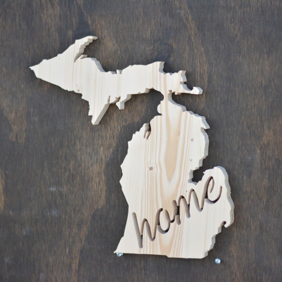 Michigan State Wood Cutout Home