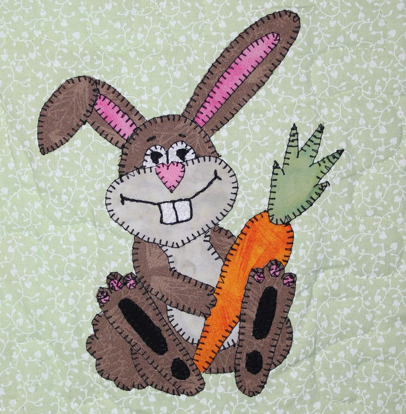 Rabbit or bunny PDF applique quilt block pattern whimsical