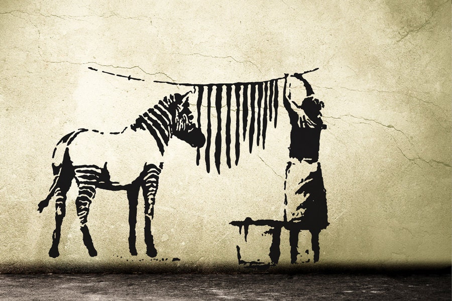 Banksy Wall Art banksy wall decal zebra stripes laundry street art sticker Banksy Wall Art banksy wall decal zebra stripes laundry street art sticker