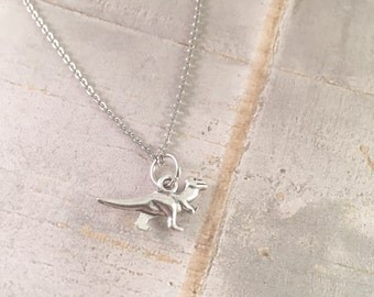 Dinosaur necklace, charm necklace, small tyrannosaurus necklace, dinosaur jewelry, For Mom of boys, fashion necklace, unique gift