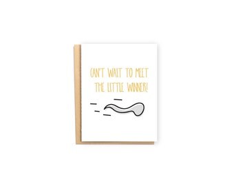 Little Winner- New Baby Card, Baby Shower Card, New Mom Card, New Parents Card, Funny Card, Sperm Card