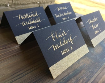 Wedding Place Cards-Place Cards-Escort Cards-Place Cards Wedding-Wedding Calligraphy-Gold Place Cards-Black Place Cards-Calligraphy