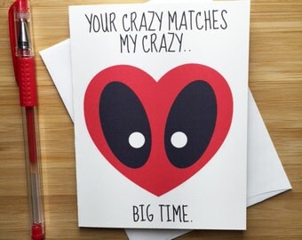 Deadpool Love Card, Funny Deadpool Card, Wade Wilson, Funny Love Card, Marvel Deadpool, Superhero Card, Comic Book Card, Geeky Card for Him