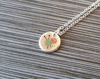 Silver Yarn Necklace - Knitting Yarn Charm Necklace - Personalized Necklace - Custom Gift - Knitting Necklace - Gifts for Knitters