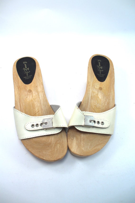 Vintage white sandals Dr. Scholls precursor Young n'