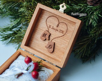 Wedding Ring Pillow / Ring Bearer Pillow / Pillow for Wedding Rings / Ring Pillow for Ceremony in Winter Style / Box for Rings with Pillow