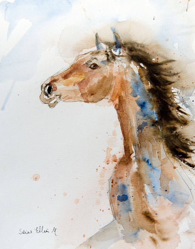 Horse's head original watercolor original horse painting
