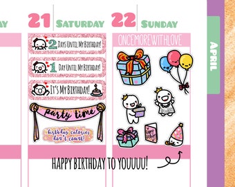 Munchkins - Happy Birthday Glitter Countdown Planner Stickers (M181)