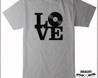 Love Vinyl DJ T Shirt Record Collector Crate Digger Turntablist Music Junkie