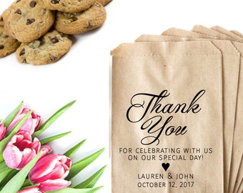 Wedding Thank You Stamp - Thank You For Celebrating With Us - Custom Wedding Stamp - Candy Table Bags - Cookie Wedding Favor Bag