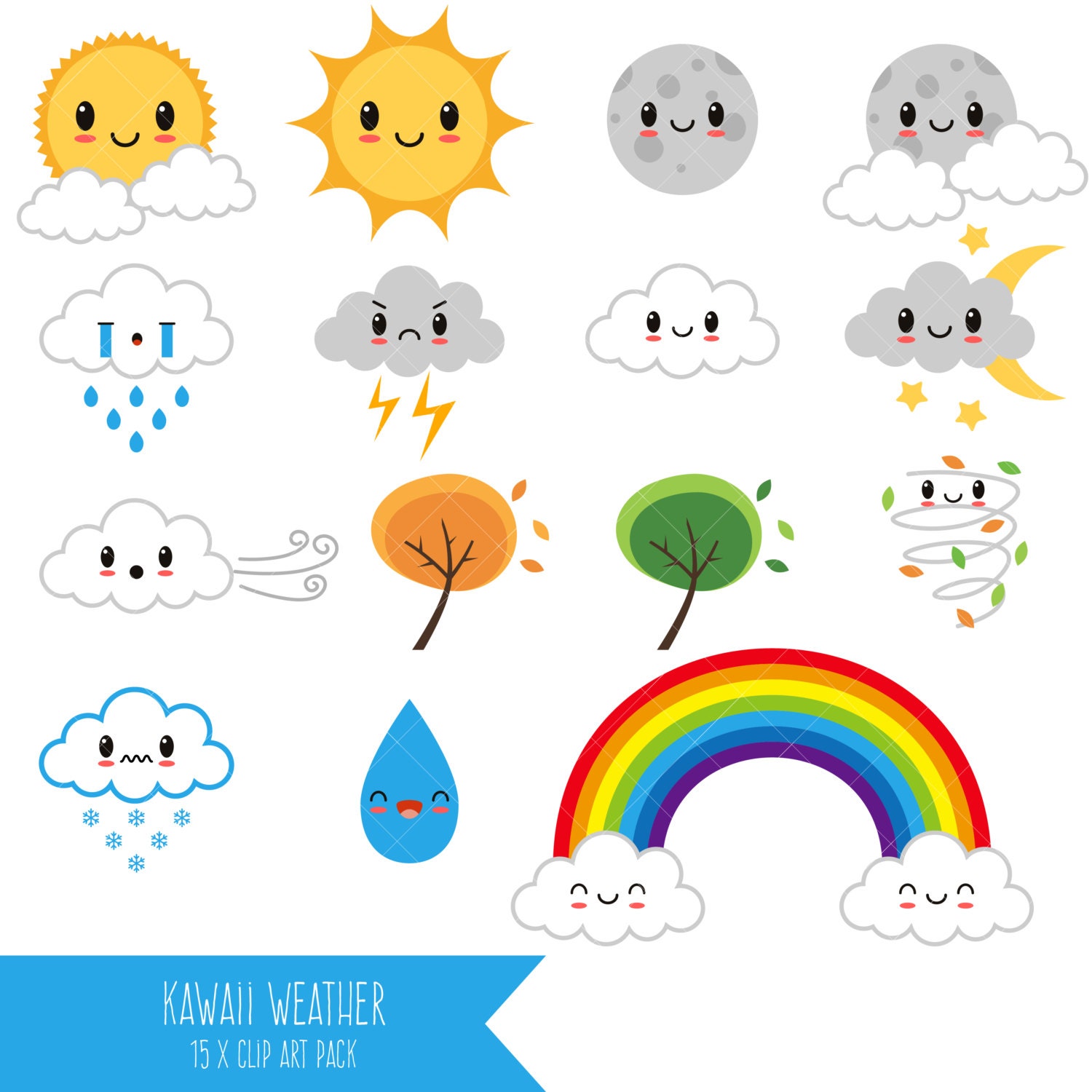 Download Kawaii Weather Clipart / Happy Weather / Cute Weather