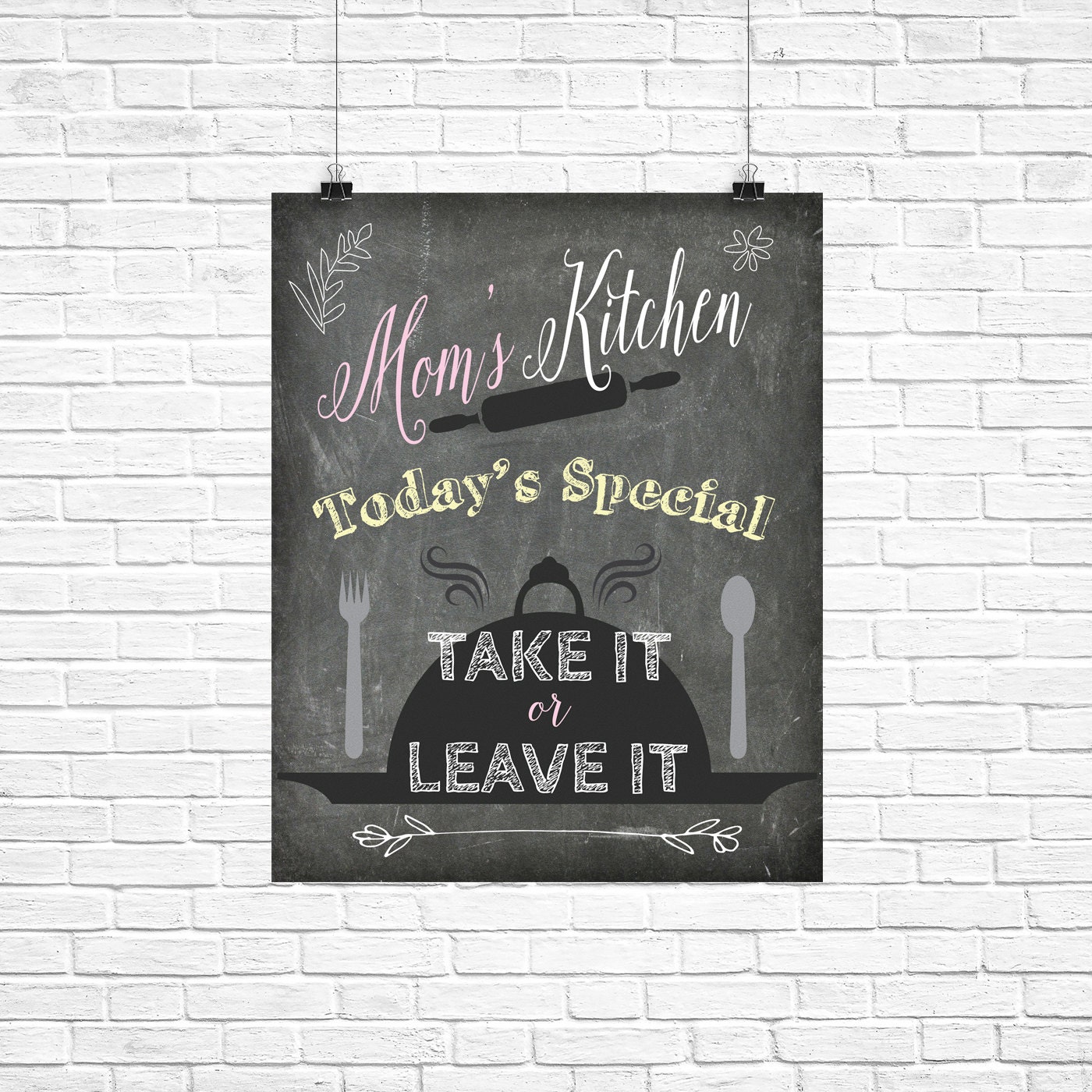 Mom's Kitchen print. Fun kitchen art. Instant download