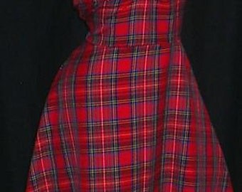 1940's dress, Tartan dress, vintage style, handmade, sizes 6-26, tea dress, dance, swing, wartime, Christmas, red