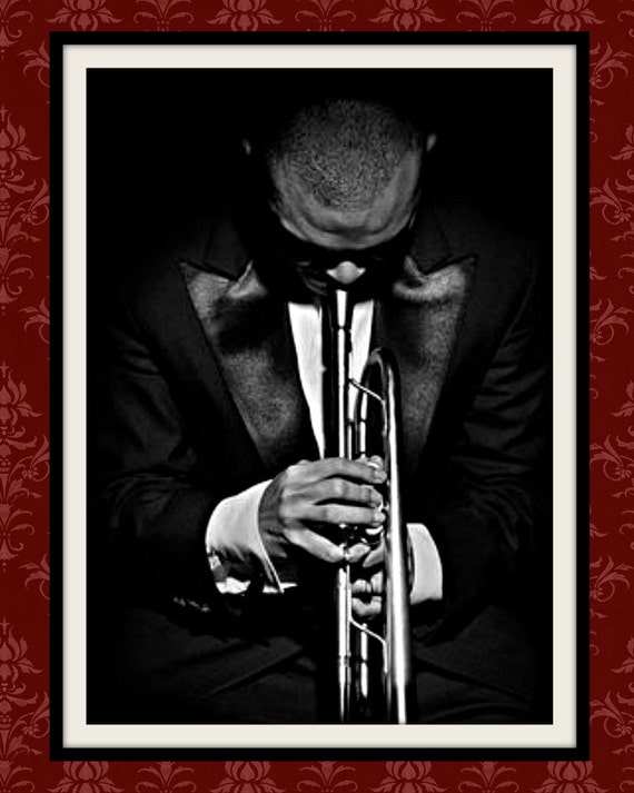 Jazz art photograph retro photo print boho wall decor black