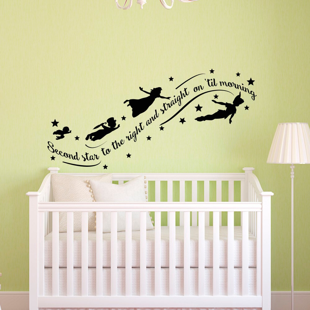Peter Pan Wall Decal Quote Wall Decals Nursery Second Star