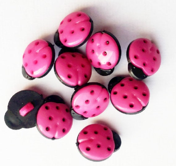 Lady Bug Buttons Pink Bug Buttons Insect Buttons Plastic