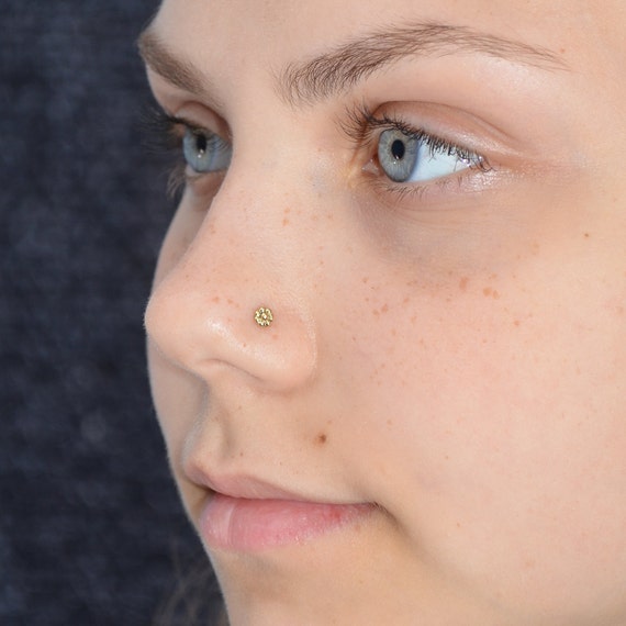 Small NOSE STUD / Gold nose piercing helix stud 16g