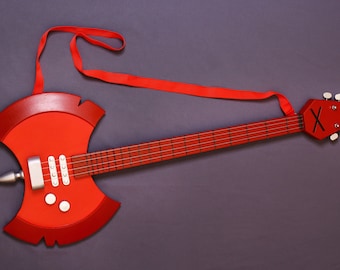 Marceline bass guitar, Adventure Time, cosplay replica prop, Cartoon network, blood, red, rock