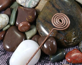 Wire wrapped, solid copper, spiral, hair stick, light weight, anniversary, thin, handmade by the seller.