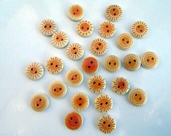 12 Mixed Sun Pattern Wooden Buttons #EB45