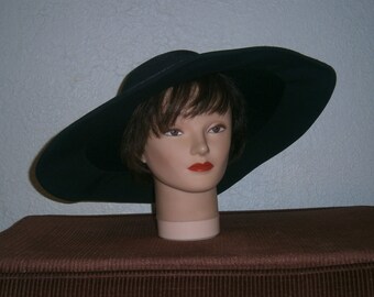 Lilly Dache Black Wide Brim Hat