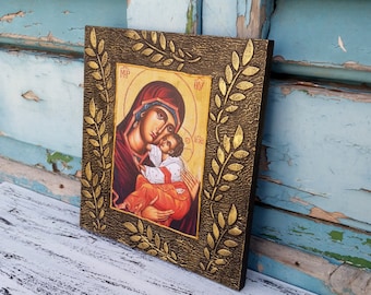 Virgin mary icon | Etsy