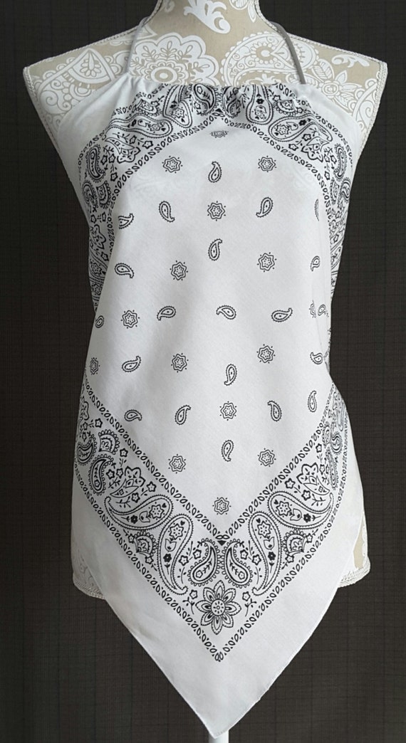 Bandana Halter Top Shirt White with Black Print Casual