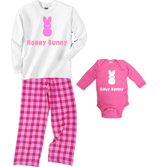 Mommy Bunny Pajamas and Matching Baby Bunny Onesie sold