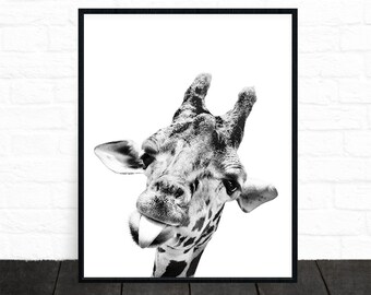Giraffe Print, Nursery Decor, Giraffe Art, Black and White Animal Print, Nursery Print, Safari, Giraffe Decor, Animal Photography, Printable