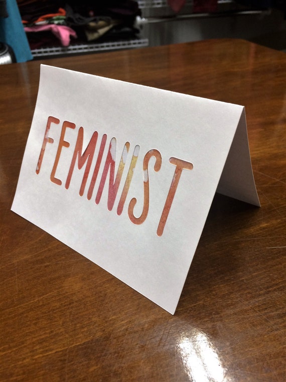 FEMINIST Watercolor Greeting Card by CurlyFryStudios on Etsy
