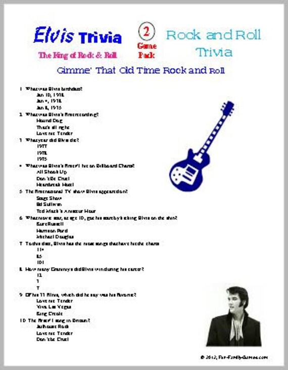 Elvis Trivia and Rock and Roll Trivia