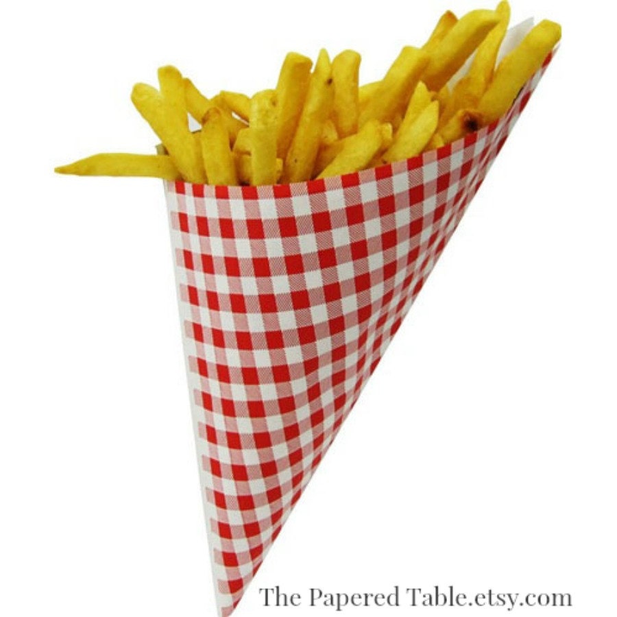 Paper Cone Bags 20 Red Gingham Check Paper Cone Bags Popcorn