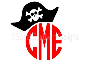 Pirate hat monogram boys SVG instant download design for cricut or silhouette