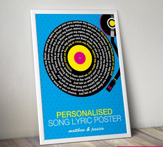 personalised song lyrics poster print birthday wedding first personalised song lyrics poster print birthday wedding first