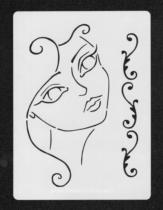 Girl Face Stencil Girl 001 by TheArtFullLife on Etsy