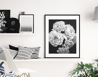 Roses Print, Black and White Art, Flowers Print, Rose Printable, Rose Photograph, Photography Print, White Rose Art, White Flower Art, Roses