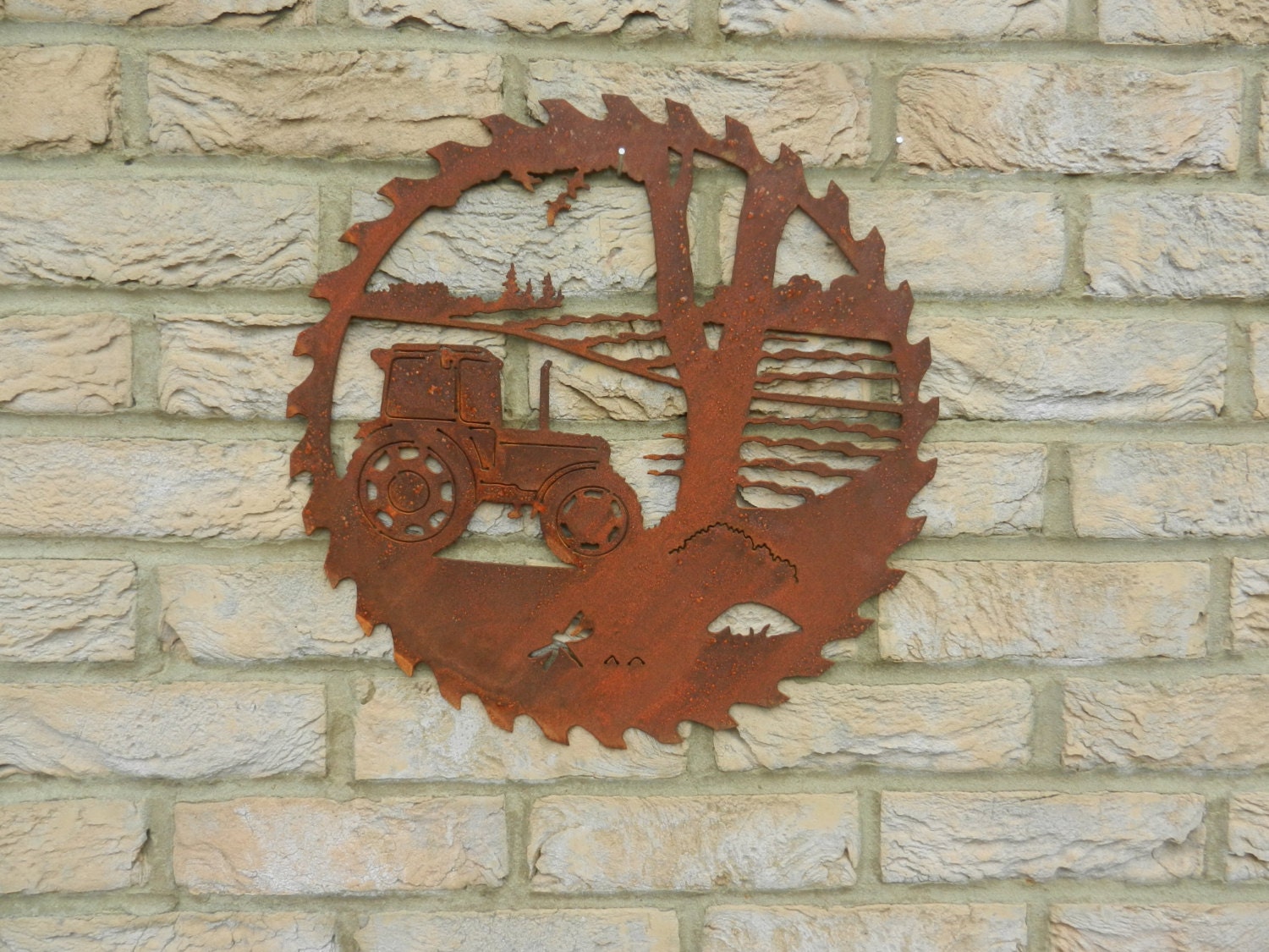 Tractor Circular Saw blade Art / Rusty Metal Art / Garden