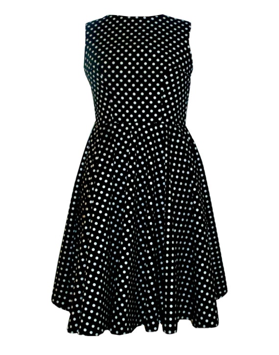 Women's dress polka dot dress black and white by RetroFlamingoUK
