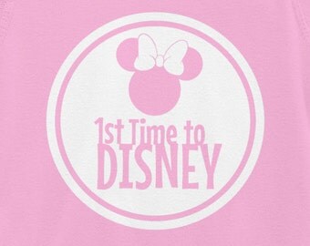 Vinyl Disney World Disney Circle Minnie Mouse 1st Time to Disney Iron On transfer Disney Family Vacation shirts and Disney Onsie