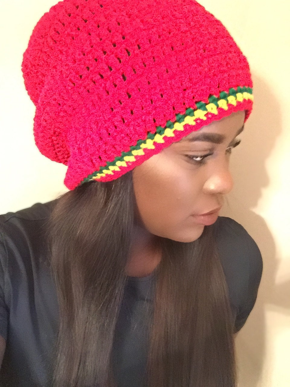 crochet tam crochet rasta hat large rasta hat