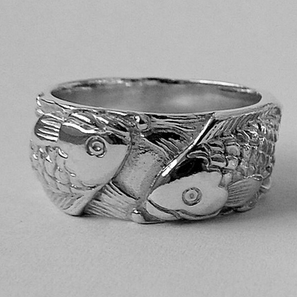 Carp koi fish ring mens womens 925 sterling ring gift japanese