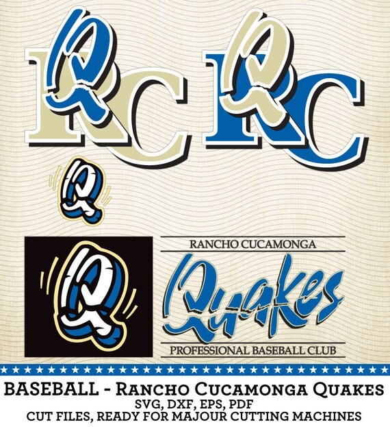Rancho Cucamonga Quakes Baseball SVG dxf eps by SVGsilhouetteDXF
