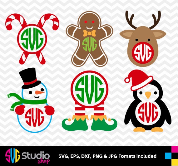 Download CHRISTMAS MONOGRAM SVG Files Silhouette Die Cut Vinyl