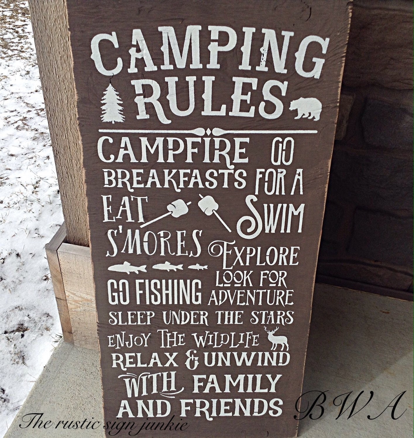 Camping rules sign rustic Camping Sign Rustic Camping