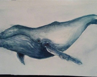 Items similar to Original Painting, 8X10, Stretched Canvas, Humpback ...
